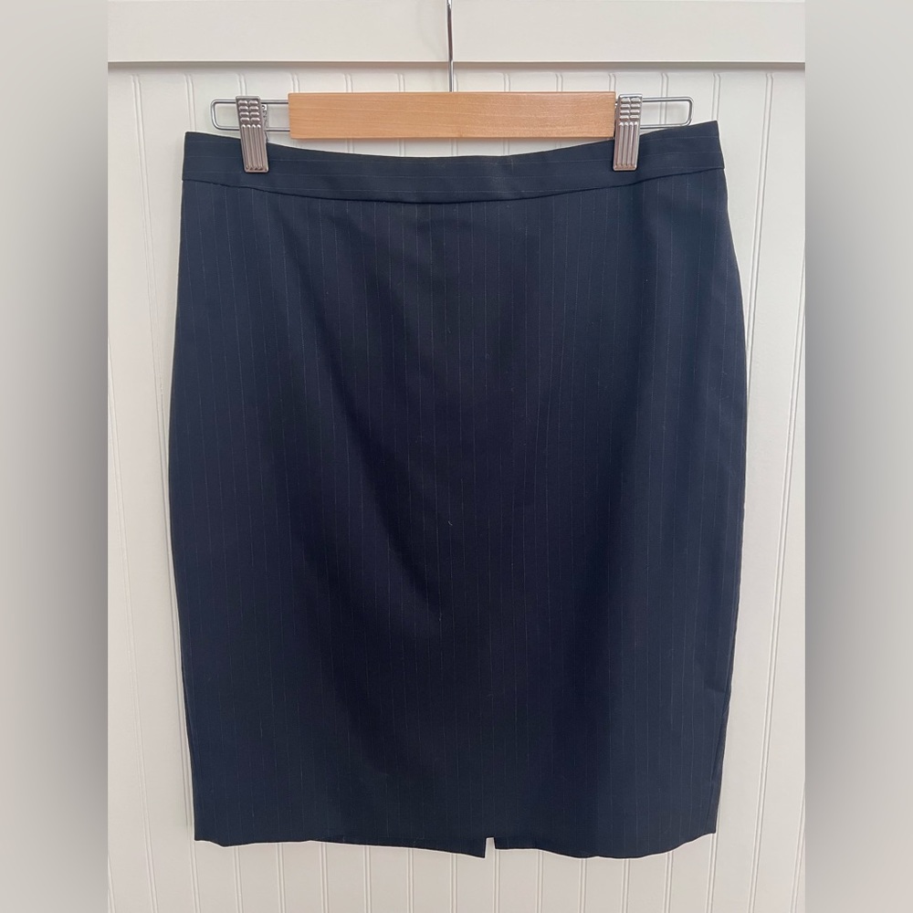J Crew suiting No. 2 Pencil skirt in midnight blue pinstripes